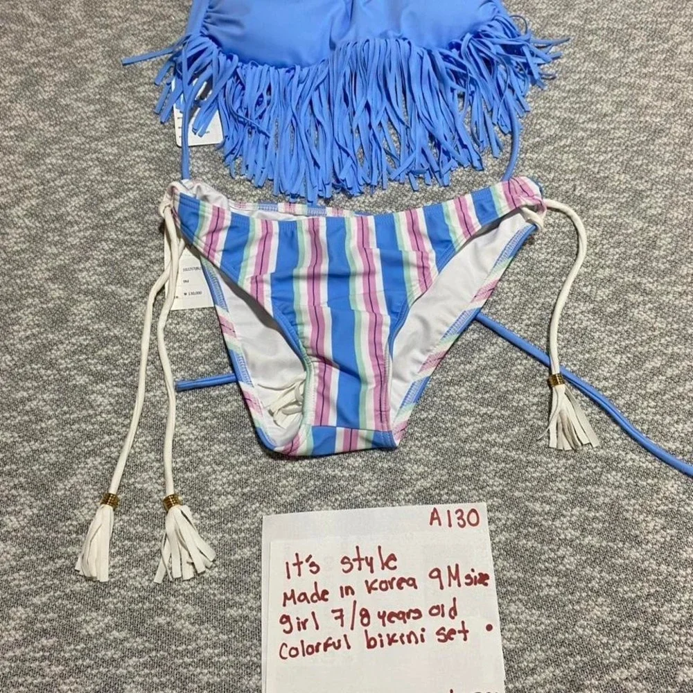 Coloured‎ bikini set top/bottoms Made in Korea 9M=girl 7-8 years old. SKU-A130